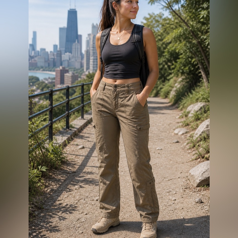 Athleta Cargo Pants Hiking Outdoor Taupe Brown Small